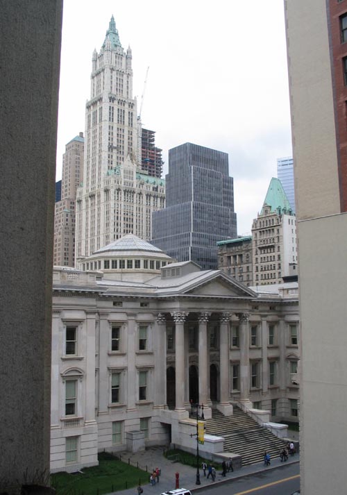 View of Tweed Courthouse and Woolworth Building From Surrogate's Court Building, 31 Chambers Street, Lower Manhattan