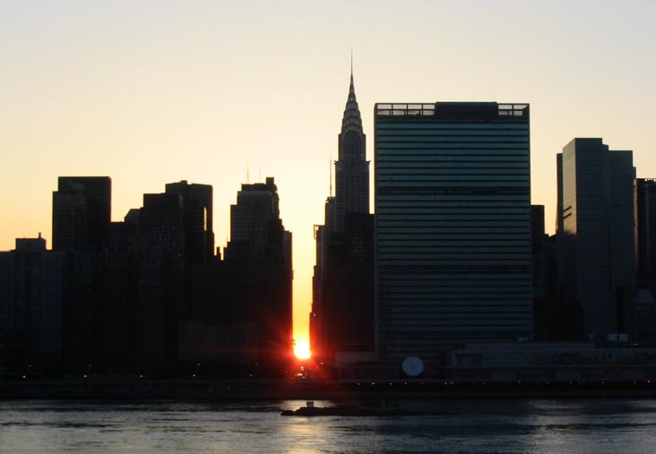 Manhattanhenge, Looking Down 42nd Street From Hunters Point, Queens, May 28, 2004