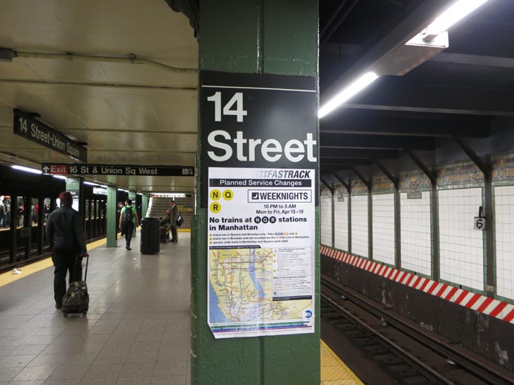 14th Street N-R-Q Platform, Union Square, Manhattan, April 17, 2013