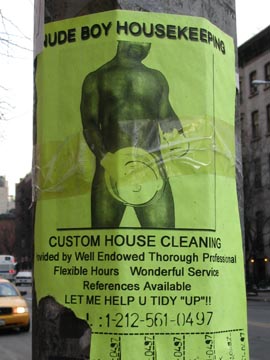 Nude Boy Housekeeping Flier, West 23rd Street Near Tenth Avenue, Chelsea, Manhattan