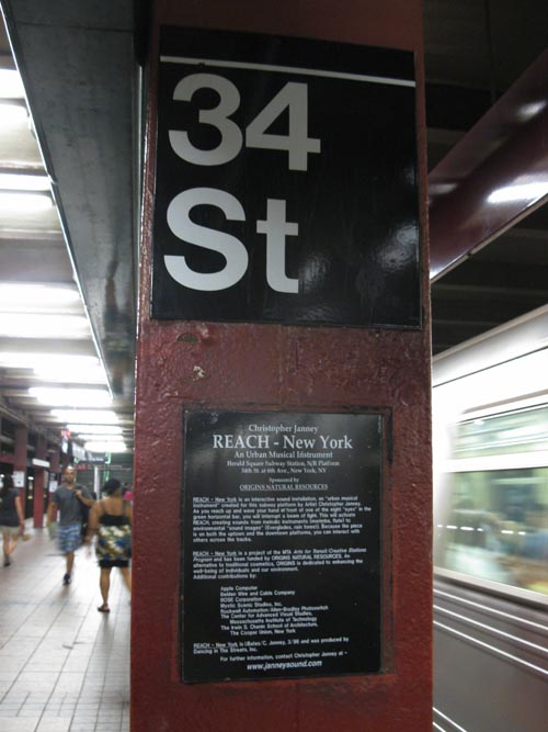 REACH-New York Plaque, N-R-Q Platform, 34th Street-Herald Square Subway Station, Midtown Manhattan, August 20, 2011