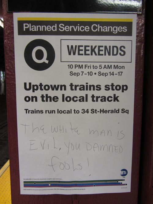 N-R-Q Platform, 34th Street-Herald Square Subway Station, Midtown Manhattan, September 9, 2012
