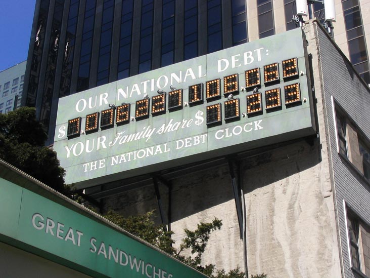 The National Debt Clock, West side of Sixth Avenue South of 43rd Street