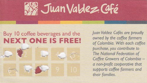 Juan Valdez Cafe Punch Card