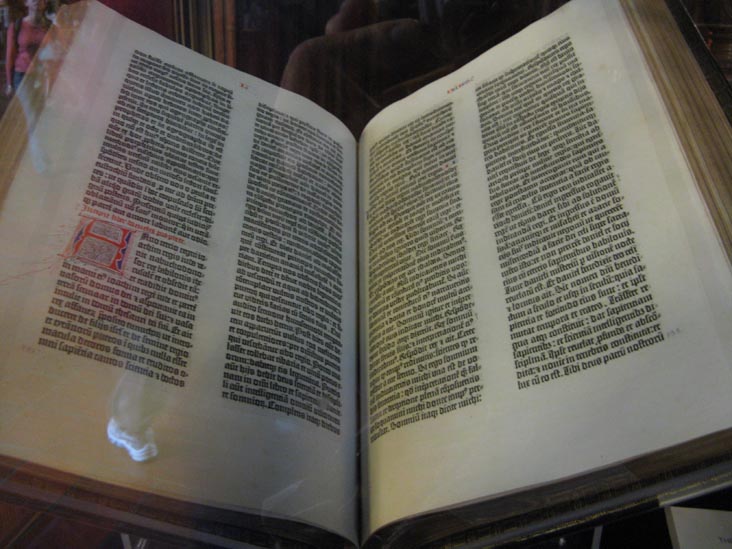The Gutenberg Bible, Bill Blass Public Catalog Room Outside Rose Main Reading Room, New York Public Library, Fifth Avenue and 42nd Street, Midtown Manhattan, December 14, 2009