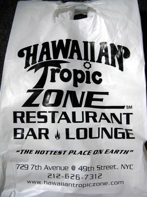 Takeout Bag, Hawaiian Tropic Zone, 729 Seventh Avenue, Times Square, Midtown Manhattan