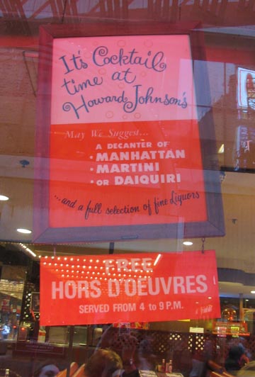 Sign in 46th Street Window, Howard Johnson's, 1551 Broadway, Times Square, Midtown Manhattan