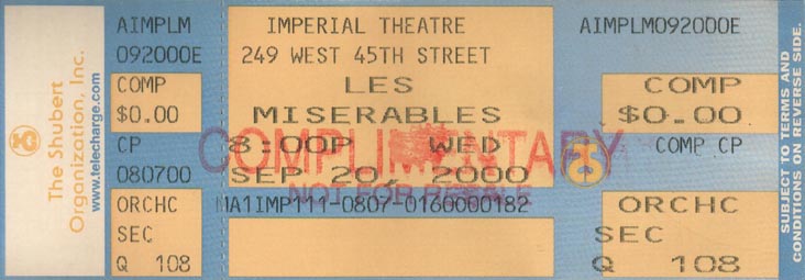 Les Misérables Ticket