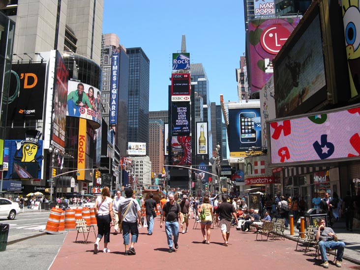 Broadway at 45th Street, Times Square Pedestrian Mall, Times Square, Midtown Manhattan, July 6, 2009