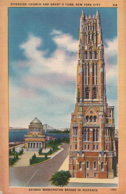 Postcard, Riverside Church and Grant's Tomb, New York City