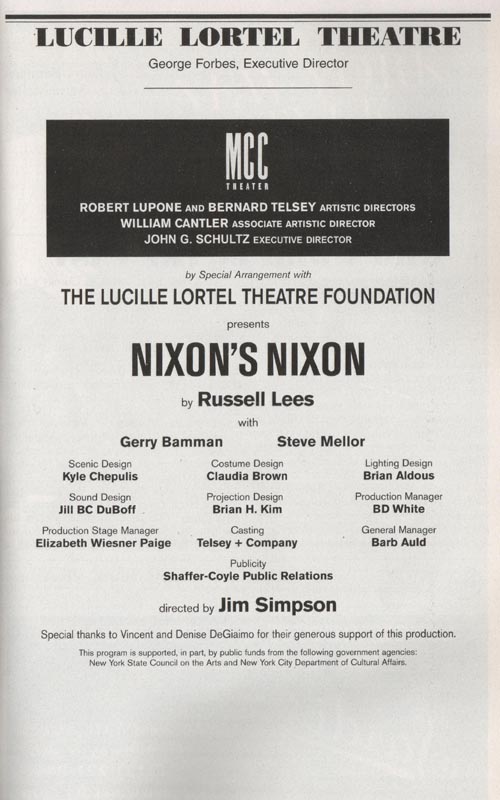 Nixon's Nixon Playbill