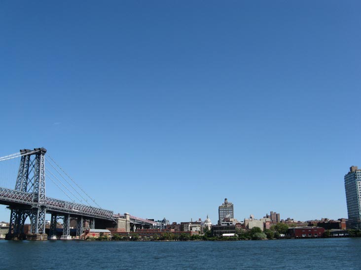 Williamsburg Bridge and Brooklyn Waterfront From Water Taxi, East River