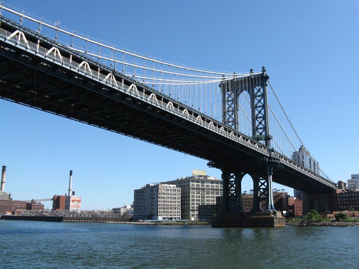 Manhattan Bridge, Brooklyn Waterfront From Water Taxi, East River