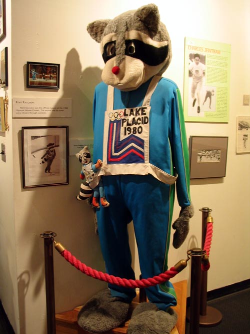 Roni Raccoon Mascot, 1932 & 1980 Lake Placid Winter Olympic Museum, Olympic Center, 2634 Main Street, Lake Placid, New York