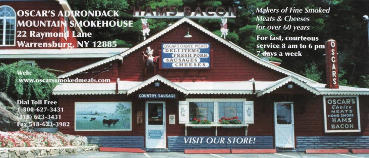 Brochure, Oscar's Adirondack Smoke House, 22 Raymond Lane, Warrensburg, New York