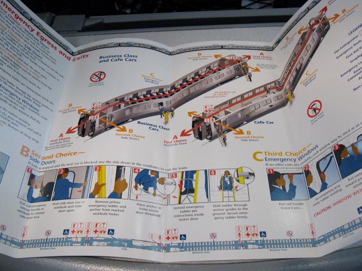 Acela Express Customer Safety Instructions, Amtrak Train 2259 From Boston South Station To New York Penn Station, July 25, 2010