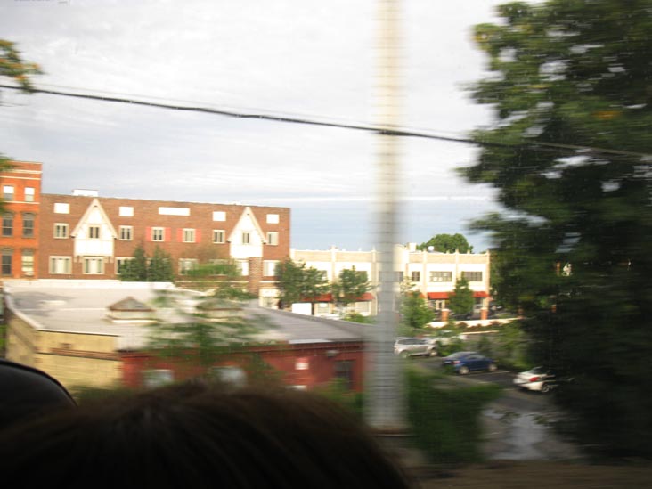South Main Street, South Norwalk, Connecticut, Amtrak Train 2259 From Boston South Station To New York Penn Station, July 25, 2010