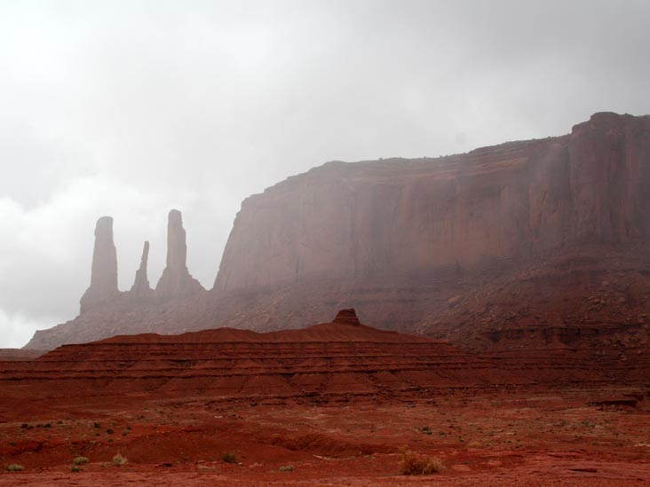 Three Sisters, Monument Valley Navajo Tribal Park, Navajo Nation, Monument Valley, Arizona