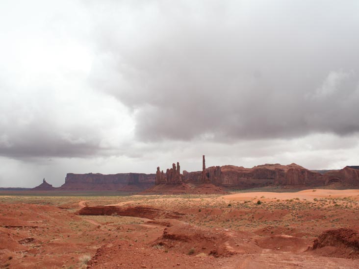 Totem Pole and Yei Bi Chei, Monument Valley Navajo Tribal Park, Navajo Nation, Monument Valley, Arizona