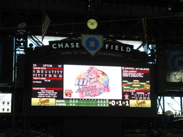 Scoreboard, Arizona Diamondbacks vs. San Francisco Giants, Chase Field, Phoenix, Arizona, April 17, 2011