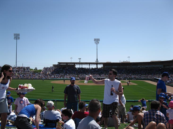 Outfield Scoreboard Seating Area, Chicago Cubs vs. San Diego Padres Spring Training, Hohokam Stadium, 1235 North Center Street, Mesa, Arizona, March 27, 2010
