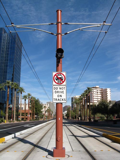 METRO Light Rail Tracks, Central Avenue at Palm Lane Looking North, Phoenix, Arizona