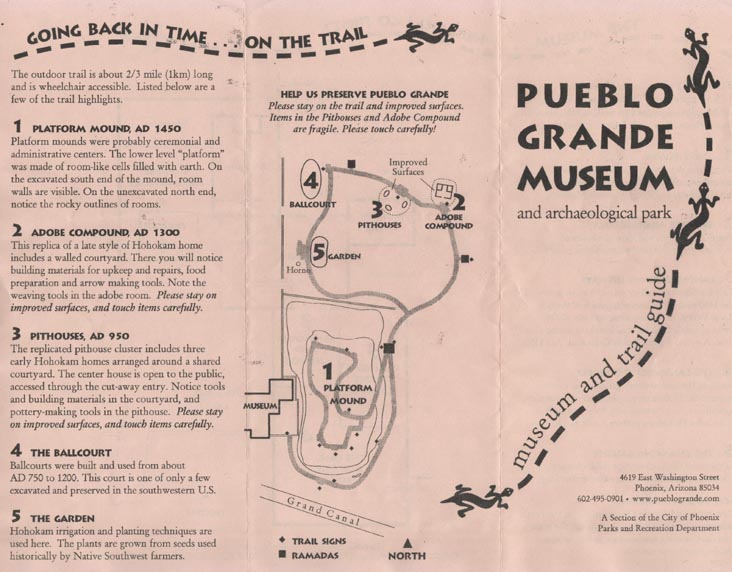 Museum and Trail Guide, Pueblo Grande Museum and Archaeological Park, 4619 East Washington Street, Phoenix, Arizona