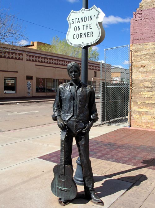 Statue, Standin' On The Corner Park, 2nd Street and Kinsley Avenue, NW Corner, Winslow, Arizona