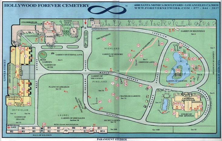 Hollywood Forever Cemetery Map