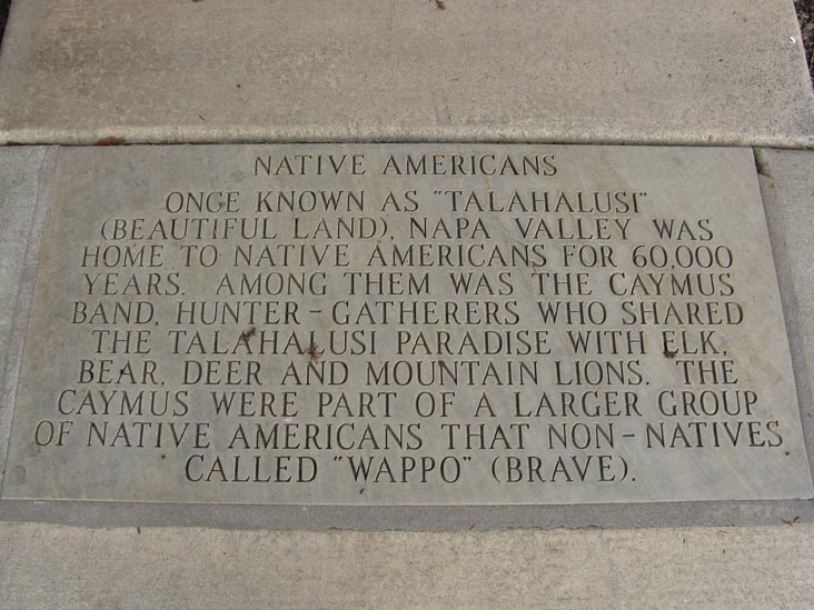 Native Americans Marker, Van de Leur Park, Washington Street, Yountville, California