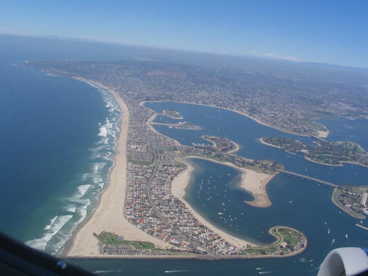 Mission Beach From Airplane On Takeoff, San Diego, California