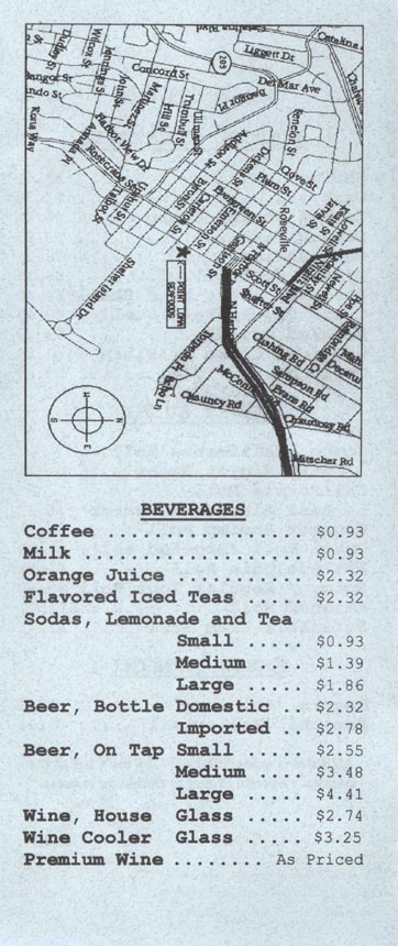 Beverages, Menu, Point Loma Seafoods, 2805 Emerson Street, San Diego, California