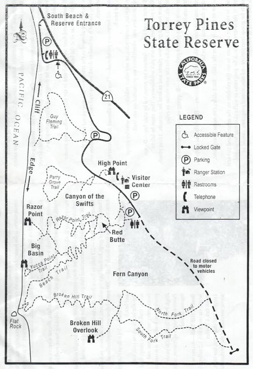 Map, Torrey Pines State Reserve, La Jolla, California