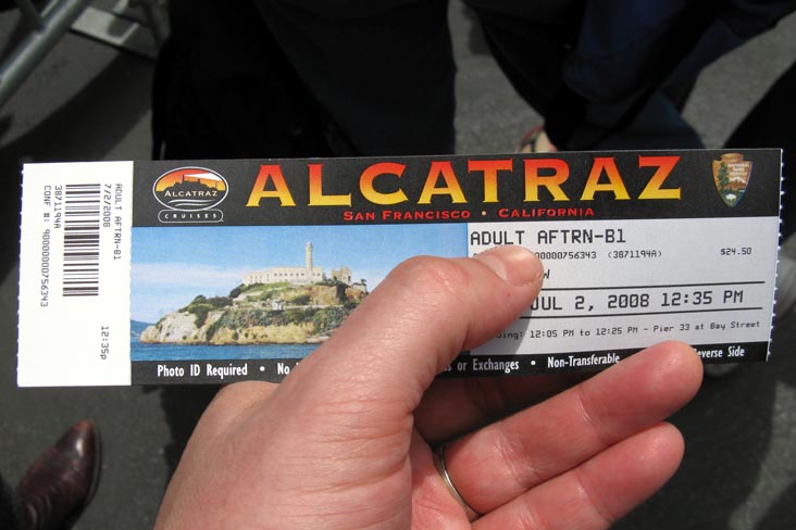 Ticket, Alcatraz Island Ferry, San Francisco, California