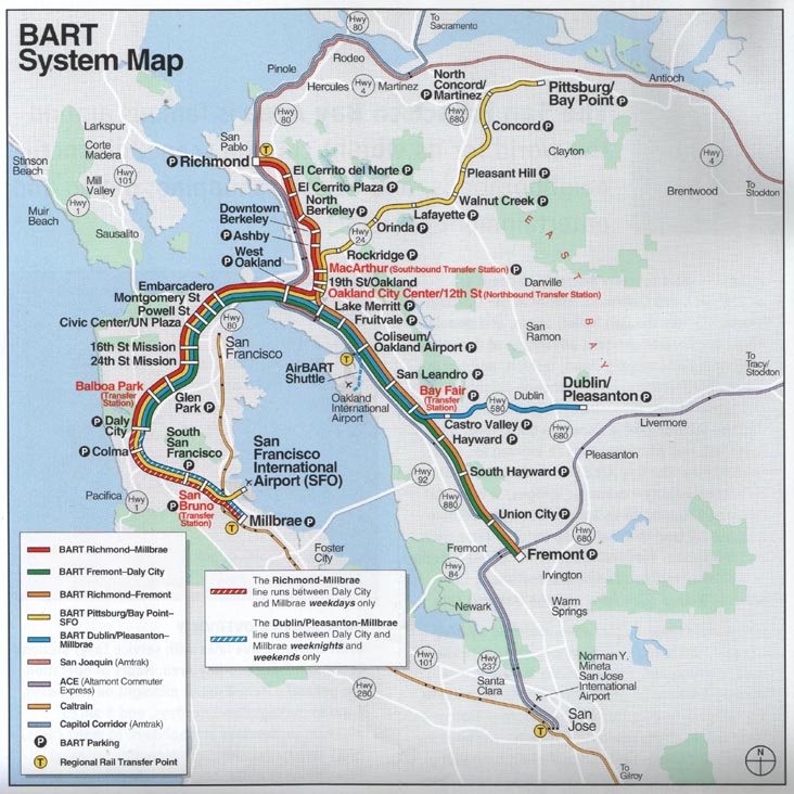 Route Map, Bay Area Rapid Transit (BART), San Francisco, California