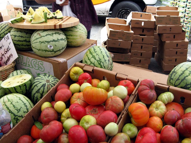 Tomatoes, Watermelons, Capay Organic Fruits & Vegetables, Ferry Plaza Farmers Market, The Embarcadero, San Francisco, California