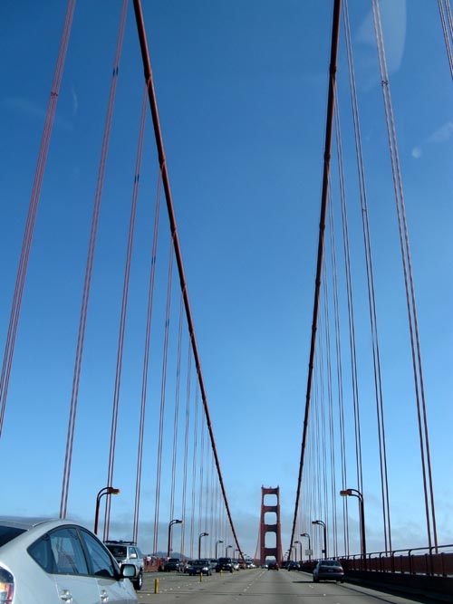 Driving Southbound On Golden Gate Bridge, San Francisco, California