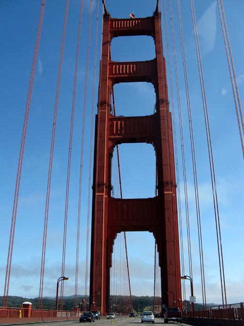 Tower, Driving Southbound On Golden Gate Bridge, San Francisco, California