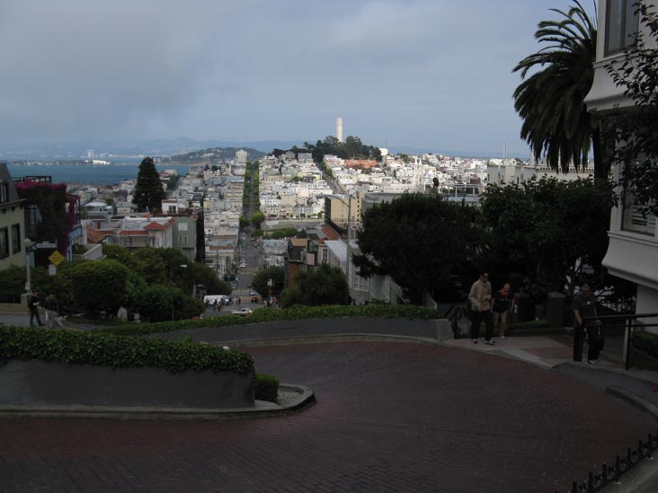 Looking East Down Lombard Street From Hyde Street, Russian Hill, San Francisco, California