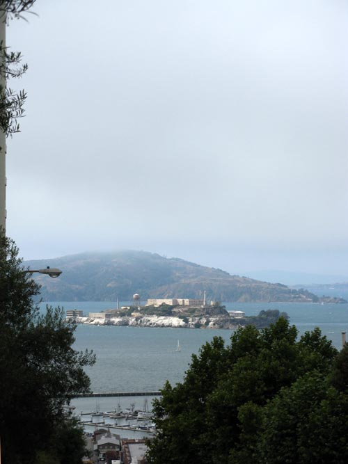Alcatraz Island From Lombard and Hyde Streets, Russian Hill, San Francisco, California