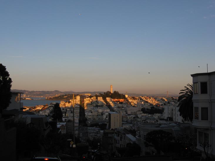 Telegraph Hill From Lombard Street and Hyde Street, Russian Hill, San Francisco, California, March 7, 2009