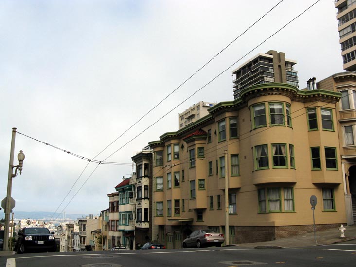Looking East From Union Street and Leavenworth Street, Russian Hill, San Francisco, California
