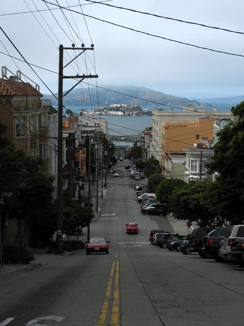 Alcatraz Island From Leavenworth and Union Street, Russian Hill, San Francisco, California