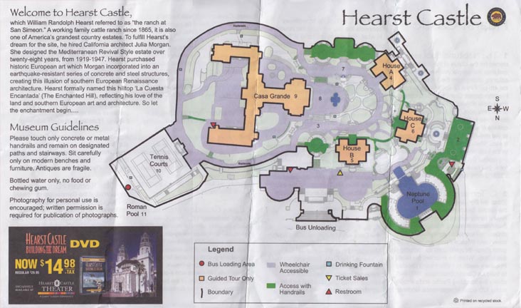 Map, Hearst Castle, San Simeon, California