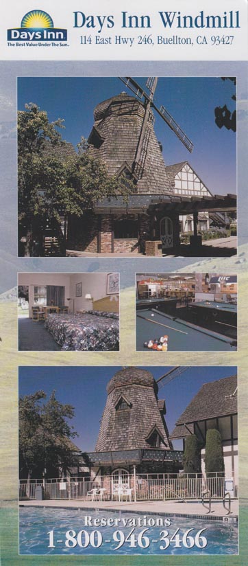 Brochure, Days Inn Windmill, 114 East Highway 246, Buellton, California