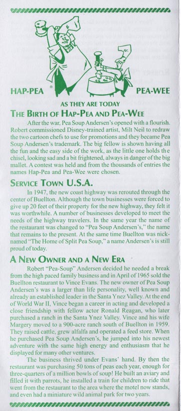 Pea Soup Andersen's Brochure