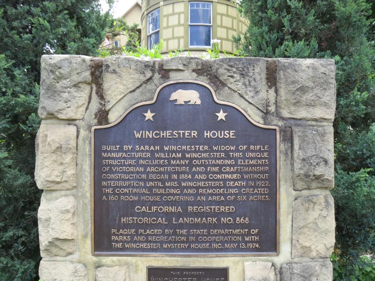 California Registered Historical Landmark Plaque, Winchester Mystery House, San Jose, California