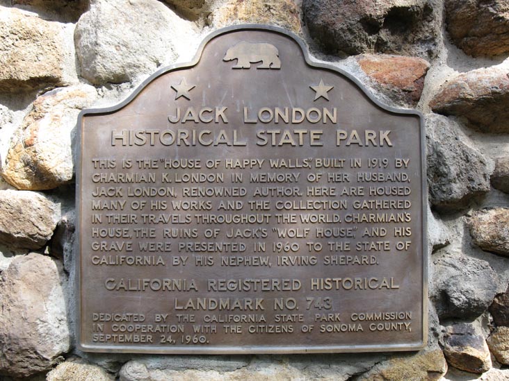 Historical Landmark Plaque, House of Happy Walls Museum, Jack London State Historic Park, Glen Ellen, California