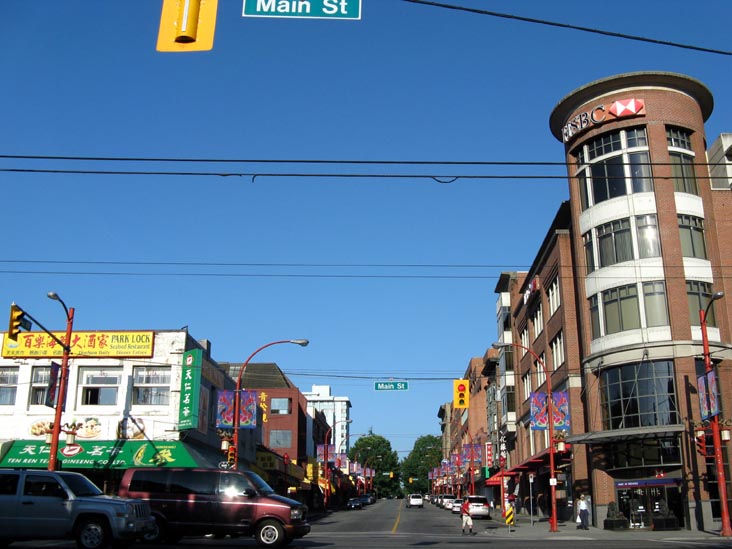 Looking East Down Keefer Street at Main Street, Chinatown, Downtown Eastside, Vancouver, BC, Canada