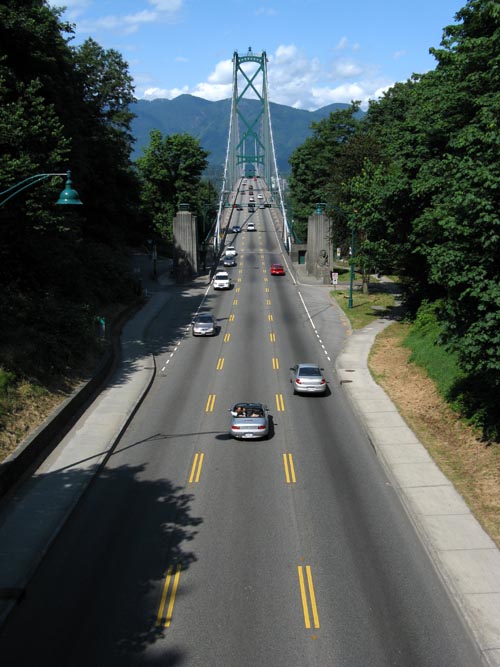 Lions Gate Bridge From Avison Trail, Stanley Park, Vancouver, BC, Canada